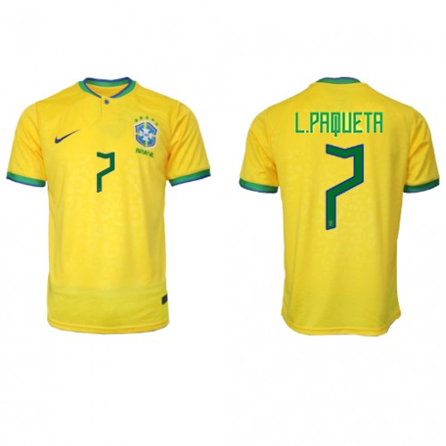 Lacne Muži Futbalové dres Brazília Lucas Paqueta #7 MS 2022 Krátky Rukáv - Domáci